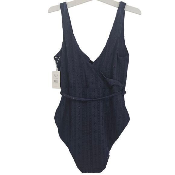 Andie Swim Womans size M The Belmar Ribbed One Piece Swimsuit Navy Blue NEW - Picture 3 of 8